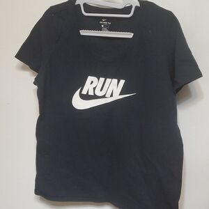 Nike Black T-Shirt with White RUN Logo
